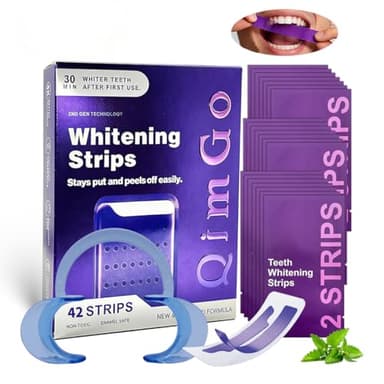 Purple Teeth Whitening Strips（42 Strips） Enamel Safe for Sensitive Tooth,Whitening Strips,Peroxide-Free,Quick Teeth Whitening Removes Yellow Stains & Bad Breath for a Brighter Smile