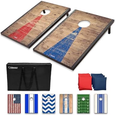 GoSports Classic Cornhole Set – Includes 8 Bean Bags, Travel Case and Game Rules (Choice of Style)