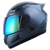 1Storm Motorcycle Bike Full FACE Helmet Mechanic Carbon Fiber Black