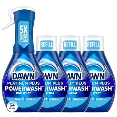 Dawn Platinum Powerwash Dish Spray, Dish Soap Liquid, Fresh Scent Bundle, 1 Spray + 3 Refills, 16oz Each (Pack of 4)