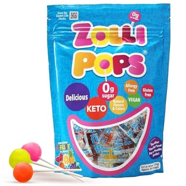 Zollipops Clean Teeth Pops Sugar Free Candy with Xylitol, Dye-Free Lollipops - Keto & Diabetic-Friendly, Dentist-Approved Treats for Kids (Natural Fruit Flavors, 6 oz)