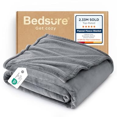 Bedsure GentleSoft Fleece Throw Blanket for Couch Grey - Lightweight Plush Fuzzy Cozy Soft Spring Blankets and Throws for Sofa, 50x60 inches