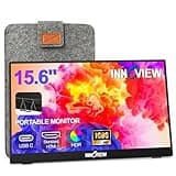 InnoView Portable Monitor 15.6" 1080P Portable Monitor for Laptop with Protective Sleeve Built-in 90° Adjustable Stand USB C HDMI Ultra-Slim Portable Laptop Monitor for MacBook Phone PS Xbox Switch