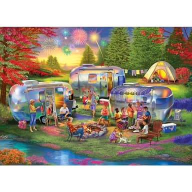 RoseArt - Kodak Premium - Shiny Happy Campers - 1000 Piece Jigsaw Puzzle for Adults