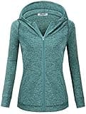Hibelle Womens Zip Up Hoodie, Fall Full-Zip Track Workout Yoga Athletic Hoodies Pockets Juniors Running Jackets Plus Size Clothing Lightweight Cozy Hooded Sweatshirts Green Medium