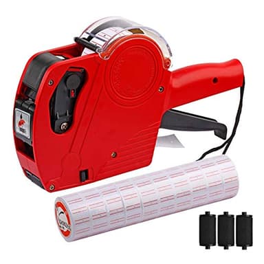 MX-5500 8 Digits Price tag Gun with 5000 Sticker Labels, Pricing Gun Kit for Office, Retail Shop, Grocery Store (A/Red)