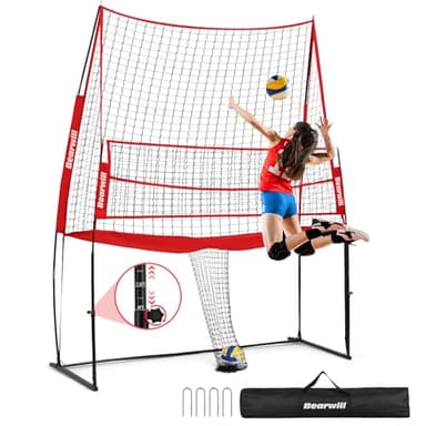 Bearwill Volleyball Training Equipment, Volleyball Practice Net System Update Freely Adjustable, Portable Volleyball Net for Backyard Indoor Outdoor Hitting Serving Passing Practice