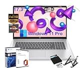 HP 17.3" FHD Laptop for Business and Students - with Office Lifetime License & External CD/DVD Drive, AMD Ryzen 5 7430U (6-core), 300 nits IPS Display, Webcam, Wifi6, Win 11 Pro (32GB RAM | 1TB SSD)