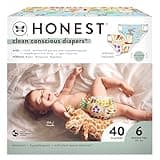 The Honest Company Clean Conscious Diapers for Sensitive Skin | Hypoallergenic, Fragrance Free | Spring '25 Limited Edition Prints | Club Box, Size 6 (35+ lbs), 40 Count