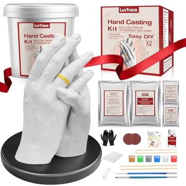 LUVTRACE Hand Casting Kit – Couples Easy DIY Plaster Mold Kit with Base & Practice Kit, Romantic Keepsake Gift for Anniversary, Wedding, Birthday, Valentine’s Day,Non-Toxic,Safe for Adults