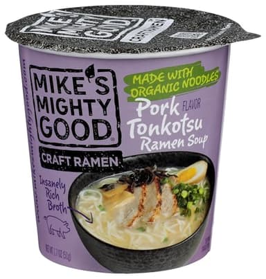 MIKES MIGHTY GOOD Organic Tonkotsu Ramen Cup, pork, 1.7 Oz