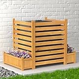 GDLF Air Conditioner Fence 3 Panels Outdoor Wood Privacy Screen with Planter Box to Hide AC Unit & Trash Enclosure No-Dig Kit 33" W x 38" H