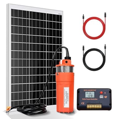 ECO-WORTHY Solar Well Pump Kit - 100W Solar Panel with 12V Deep Well Water Pump for Off-grid Living or Irrigation, Farm & Ranch-DELIVERY IN 2 PARCELS One