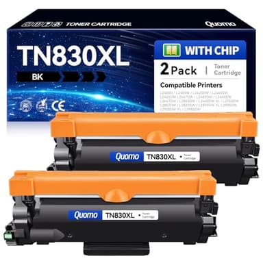 TN830XL TN830 Toner Cartridges Replacement for Brother TN-830XL TN 830 Compatible with Brother DCP-L2640DW MFC-L2820DW HL-L2400D HL-L2460DW HL-L2405W HL-L2465DW HL-L2480DW Printers Ink (2 Pack, Black)