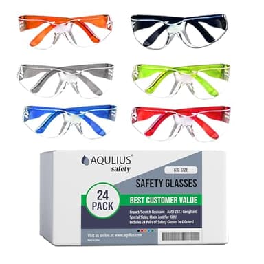 Aqulius Kids Safety Glasses - Eye Protection Glasses - Safety Goggles for Kids - Classroom Goggles Set - 24-Pack, Child Size