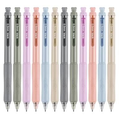 Linbsunne Erasable Pens 0.5mm Gel Ink Pens for School Office Fine Point Pens Smooth Writing Work Pen with Erasers (12-count,Black Ink)