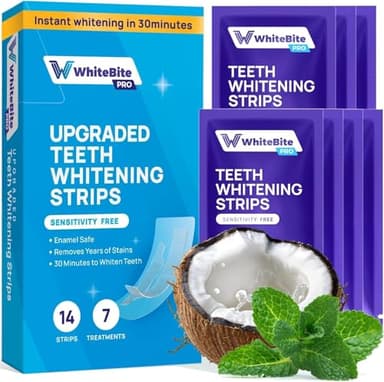 Whitebite Pro Teeth Whitening Strips with Hydrogen Peroxide – Dentist Grade, Enamel-Safe, Non-Slip, Removes Deep Stains, Reduces Sensitivity, Mint Flavor (14 Strips / 7 Treatments)