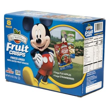 Brothers All Natural Disney Freeze Dried Fruit Crisps, Variety Pack, 8 Single Serve Bags, Fuji Apple, Strawberry, Made with 100% Fruit, Gluten Free, Soy Free, Vegan, Healthy Snack, Lunch Box Ready