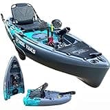 Reel Yaks Raptor Modular Fishing Kayak - 9.5ft Lightweight Fin Drive, Sit On Top Kayak for Adults & Youth - Stable & Portable, Ideal Space-Saving Design for Travel - 380lbs Capacity - Cyan Gray