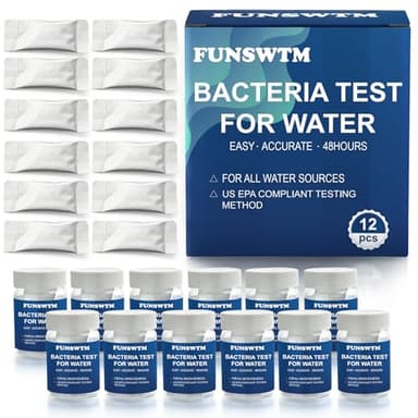 Coliform Bacteria Water Test Kit: 12-Pack Water Bacteria Test Kit Easy At-Home Well Water, Tap, Pool, Spring, Pond, Lake Drinking Water Quality Test