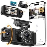 iiwey N7 3 Channel Dash Cam Front and Rear Inside 3K+1080P+1080P with 128GB SD Card, 5GHz WiFi, Rotatable Side Camera for Car, 24/7 Recording, IR Night Vision, G-Sensor, Parking Mode