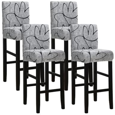 SPRINGRICO Bar Stool Covers Set of 4, Stretch Washable Barstool Seat Covers with Backs, Removable Counter Height Chair Covers for Kitchen Dining Room Cafe (Lotus Gray, 4PCS)