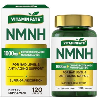 VITAMINFATE NMNH Supplement 1000 mg - 120 Capsules | NMN Alternative | Supports Anti-Aging, Cellular Energy and Repair, Metabolism & Brain Boost