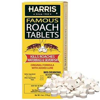 Harris Roach Tablets, Boric Acid Roach and Insects Killer with Lure, Alternative to Bait Traps (6oz, 145 Tablets), Yellow