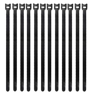 Eowpower 50 Pieces Black 12 inches x 1/2 inch Reusable Cable Ties Microfiber Cloth Hook and Loop Straps Network Wire Management Organizer