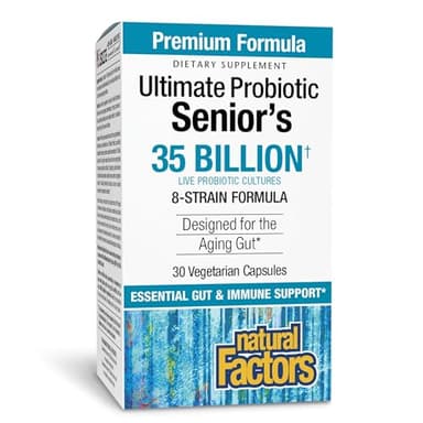 Natural Factors Ultimate Probiotic Senior's - Senior Supplement for Digestive & Immune Health - 35 Billion CFUs - Non-GMO & Gluten-Free - 30 Capsules (30 Servings)