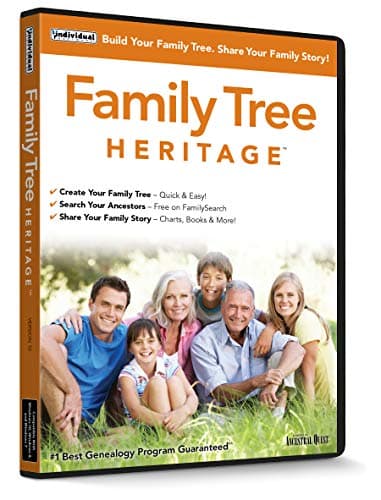Family Tree Heritage - Genealogy Software - Includes Free Searches to FamilySearch, the World's Largest Genealogy Database & Options for English, French, German & Spanish - CD/PC