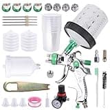 Zeinlenx HVLP Spray Gun With 10Pcs 600ML Disposable Paint Cups, Automotive Gravity Feed Spray Gun Kit With 4 Nozzles,1.4/1.7/2.0/2.5mm, Sprayer Gun with Air Compressor for Auto Paint, Furniture(Green)