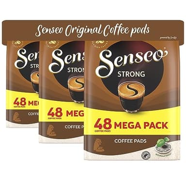 Senseo Strong Dark Roast Coffee Pods – 144 Count (3 Packs) – Bold & Intense Flavor with Rich Crema – Single-Serve Coffee Pads Compatible with Senseo & PeleCom Machines