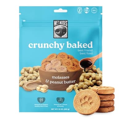 Wet Noses Moments Crunchy Dog Treats – All-Natural, Human-Grade, Non-GMO, Healthy Training & Delicious Snacks for Dogs, for All Dog Sizes & Breeds – Peanut Butter, 10oz (Single Pack)