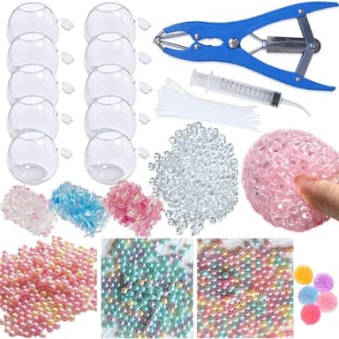 DIY Stress Ball Making Kit with Filler-10PCS Stress Ball Making Kit Stress Balls, Transparent Blank Skins with Air Pump & Expander Tool for Pressure Squishy Balls for Adult (10PC, Style B)