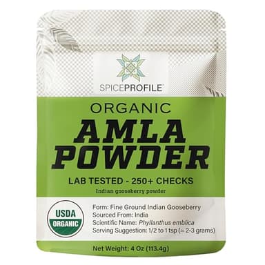 Spice Profile USDA Organic Amla Powder, Lab Tested for Heavy Metals, Resealable 4oz Pouch, Amalaki, Grosella Espinosa India