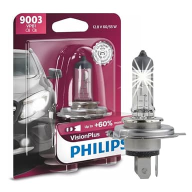 Philips Automotive Lighting 9003 VisionPlus Deluxe Upgrade Automotive Replacement Headlight Bulb, Fits Select High Beam, Low Beam, or Fog Positions (Pack of 1)