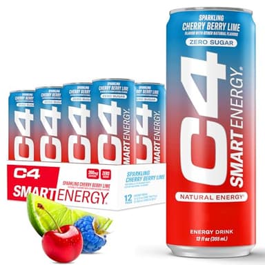 Cellucor C4 Smart Energy Drink - Sugar Free Performance Fuel & Nootropic Brain Booster, Coffee Substitute or Alternative | Cherry Berry Lime 12 Oz - 12 Pack