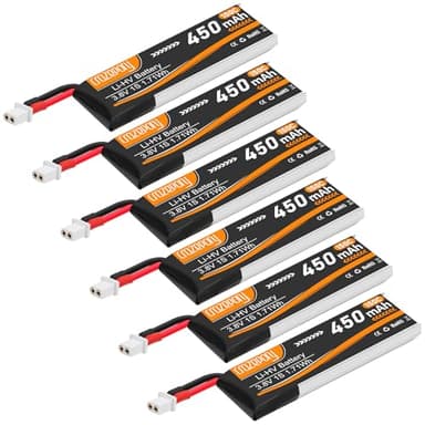 Crazepony 6pcs 1S Battery BT2.0 3.8V 150C 450mAh Lipo Battery with BT2.0 Connector for 1S FPV Tiny Whoop/Brushless Whoop Drone