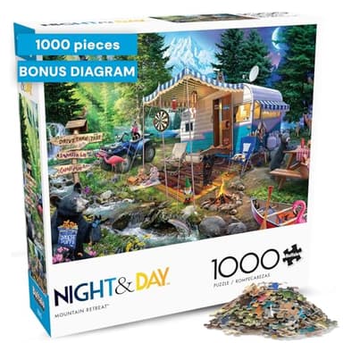 Buffalo Games - Mountain Retreat - Jeff Haynie - 1000 Piece Jigsaw Puzzle for Adults, Challenging and Colorful Camping Scene, Precision-Cut Pieces, Includes Full-Color Poster