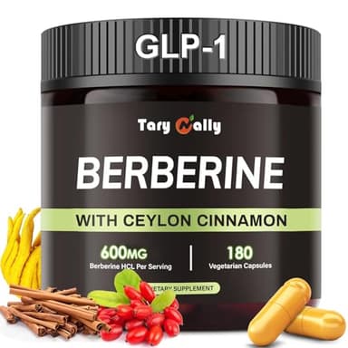 Liposomal GLP-1 Supplement Weight Loss - 600mg Berberine with Ceylon Cinnamon - Enhanced Absorption Formula for Healthy Glucose Metabolism & Metabolic Support - 180 Capsules (90 Days Supply)