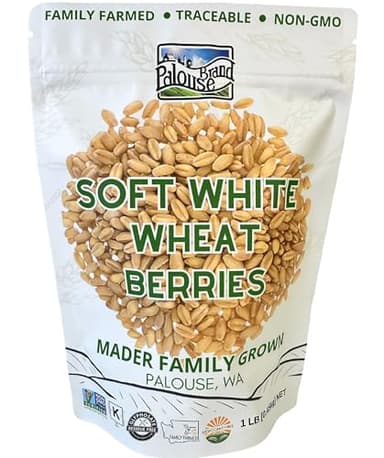 Palouse Brand Certified Glyphosate Residue Free Soft White Wheat Berries | 1 LBS | Family Farmed in Washington State | 100% Desiccant Free | Non-GMO Project Verified | Kosher | Field Traced