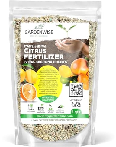 GARDENWISE Professional Citrus Fertilizer + Vital Micronutrients; Perfect Balanced NPK for All Citrus; for Indoor and Outdoor Plants; Orange, Lime, Avocado and Lemon Tree Fertilizer (2 QUARTS)