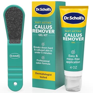 Dr. Scholl's Fast Acting Callus Remover Gel Kit, Hard Skin Removal, Smooth Soft Feet in Minutes, Salon Professional Formula, Mess Free Application, Exfoliating Foot File Pedicure Tool Included