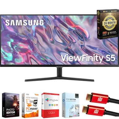 Samsung 34 inch ViewFinity S50GC Series 1440p HDR Ultrawide Monitor Bundle with Tech Smart USA Elite Suite 18, 2X 4K HDMI Cable & Deco Gear CPS Exclusive 26 Month Protection Pack (BEACH-CPS-26M500)