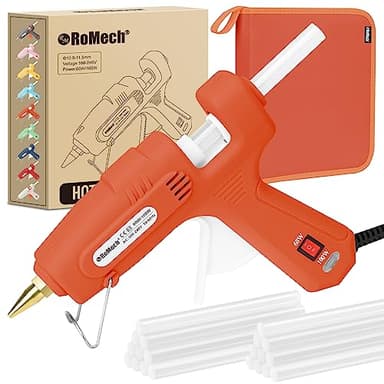 ROMECH Full Size Hot Glue Gun with 60/100W Dual Power and 21 Hot Glue Sticks (7/16"), Fast Preheating Heavy Duty Industrial Gluegun with Storage Case for Crafting, DIY and Repairs (Orange)