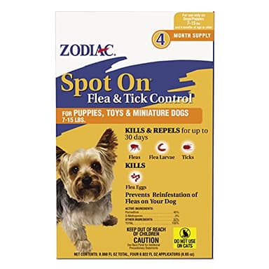 Zodiac Spot On Flea & Tick Control Puppies, Toys and Miniature Dogs 7-15 lbs 4 Pack
