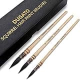 Professional Watercolor Squirrel Hair Paint Brushes by DUGATO, Mop Round Fine Tip Detail Paintbrush Set for Art Painting, Gouache, Fine Detailing, Acrylic, Gouache, Oil (3 Brushes)