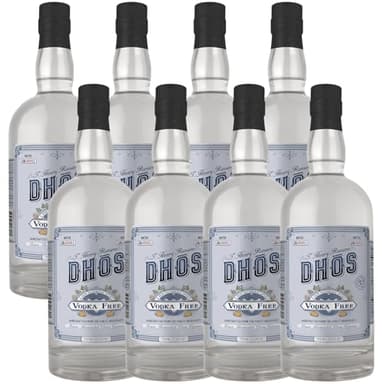Dhōs Handcrafted Non-Alcoholic Vodka 8 Pack - Keto-Friendly, Zero Sugar, Zero Calories, Zero Proof - 750 ML - Perfect for Mocktails - Made in USA