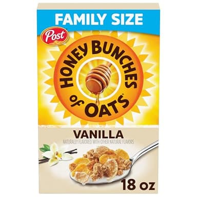 Honey Bunches of Oats Vanilla Cereal, Breakfast Cereal with Crunchy Oat and Granola Clusters, Family Size 18 oz Box